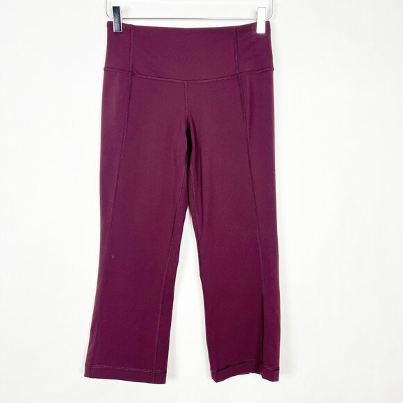 Lululemon Leggings Women's 6 Bordeaux Drama Gather & Crow Crop Slit Capri - Picture 2 of 16